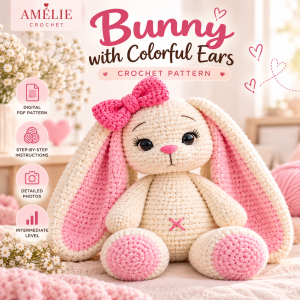 Bunny with Colorful Ears Crochet Pattern