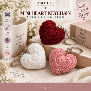 Mini Heart Keychain Crochet Pattern - Hero