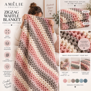 Zigzag Waffle Blanket Crochet Pattern - Hero
